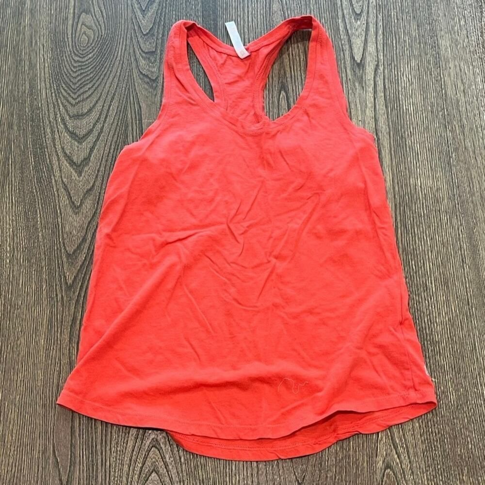 Fabletics Tank Top Racer Back Scoop Neck Pullover Cotton Blend Orange Size S